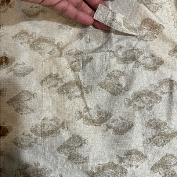 Weatherproof Garment sz L Men's Desert Grass Fish button fishing vented Shirt - Picture 10 of 10